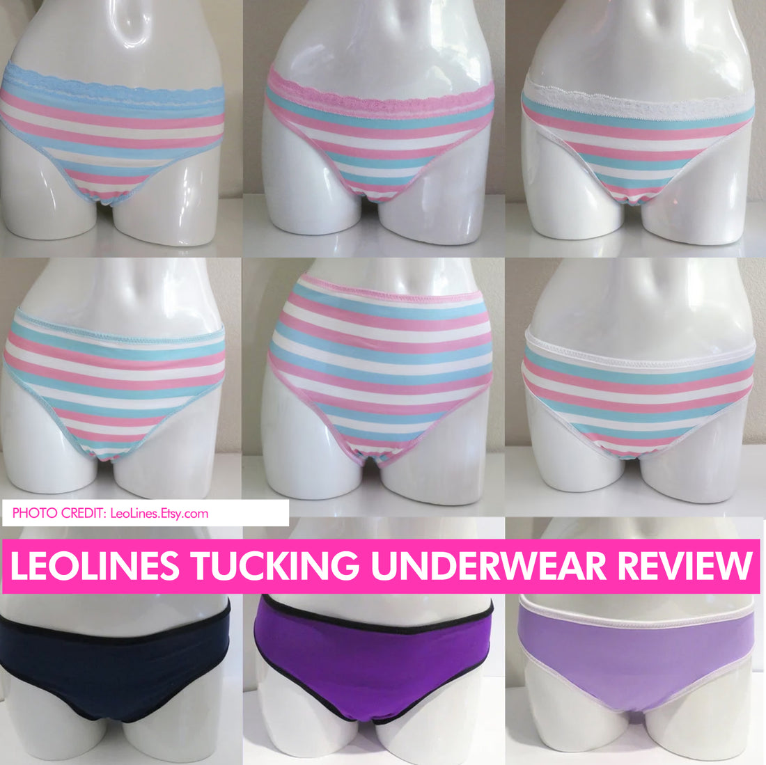 Leolines, LLC ™ 10% OFF Trans Flag 3-pack With Regular Trim 1 Print 2 Solid Panties  Underwear Made for Transgender Girls/women M2F Mtf 